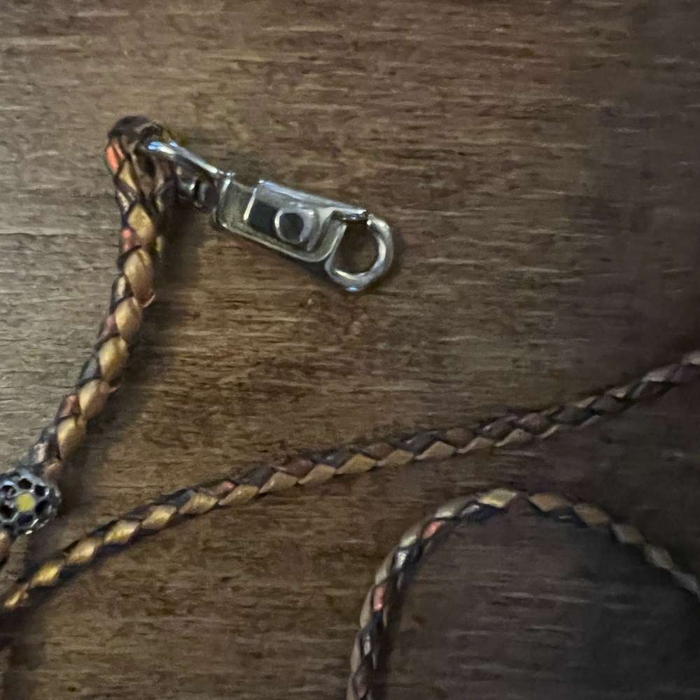 Gold Braided Kangaroo Leather Dog Show Lead - Picture 4 of 7